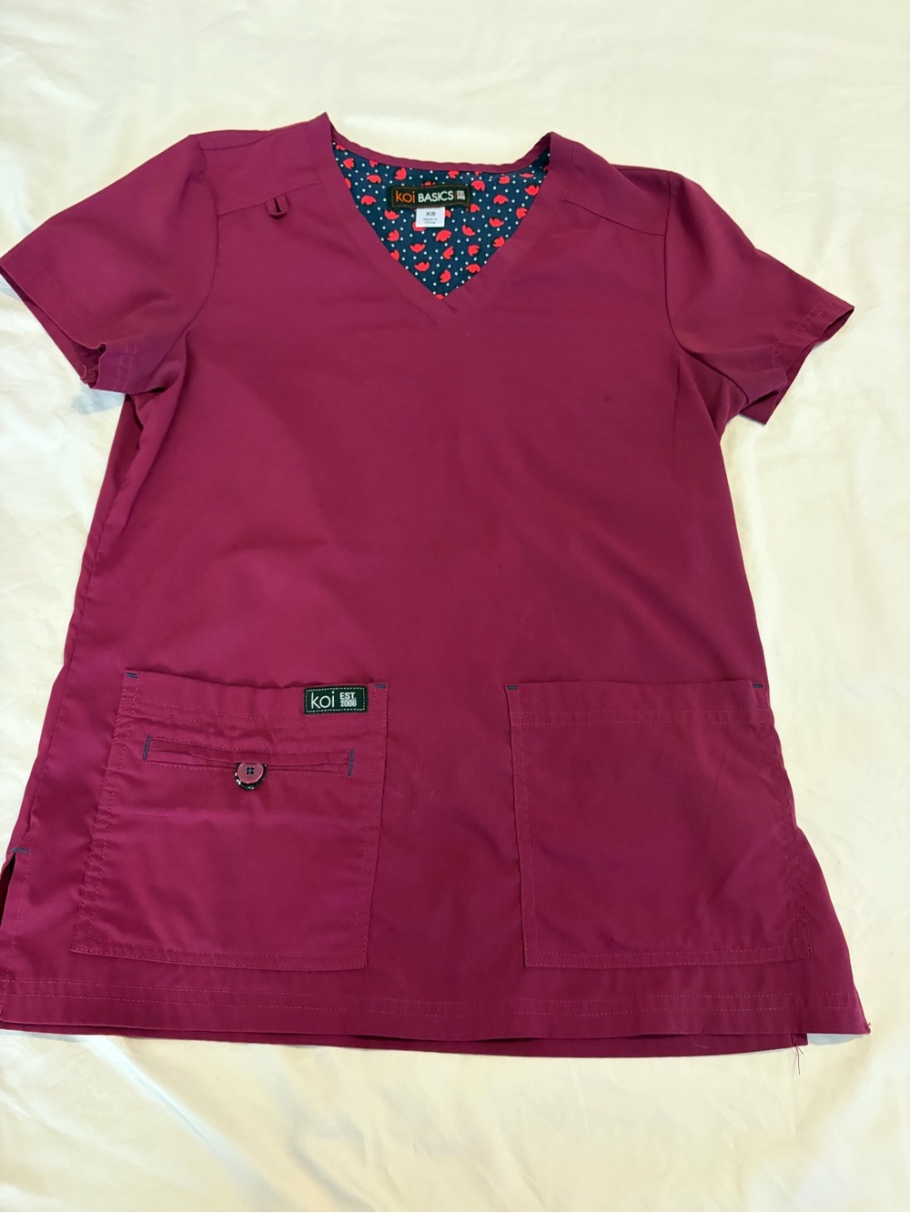 Koi Basics V-Neck Scrub Top in Plum